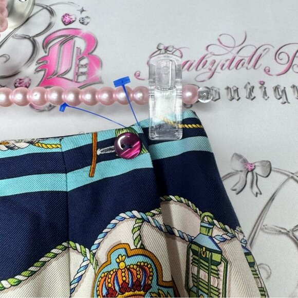 Talbots skirt silk nautical ocean water sailing striped wrap skirt blue cream - Picture 10 of 10